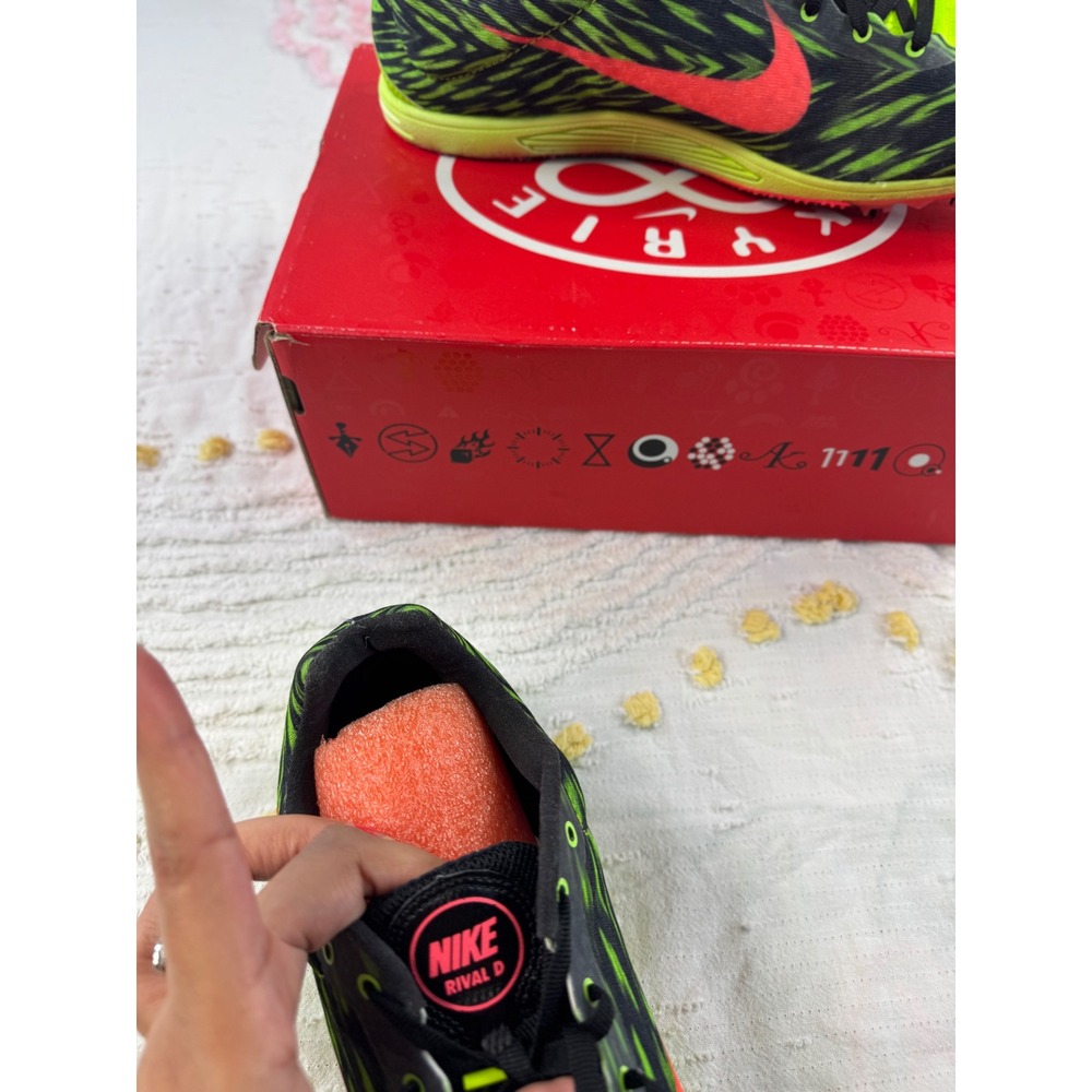 Nike Rival D Racing Distance Track Shoes Neon Green Orange Black Mens 12.5 - Picture 8 of 13